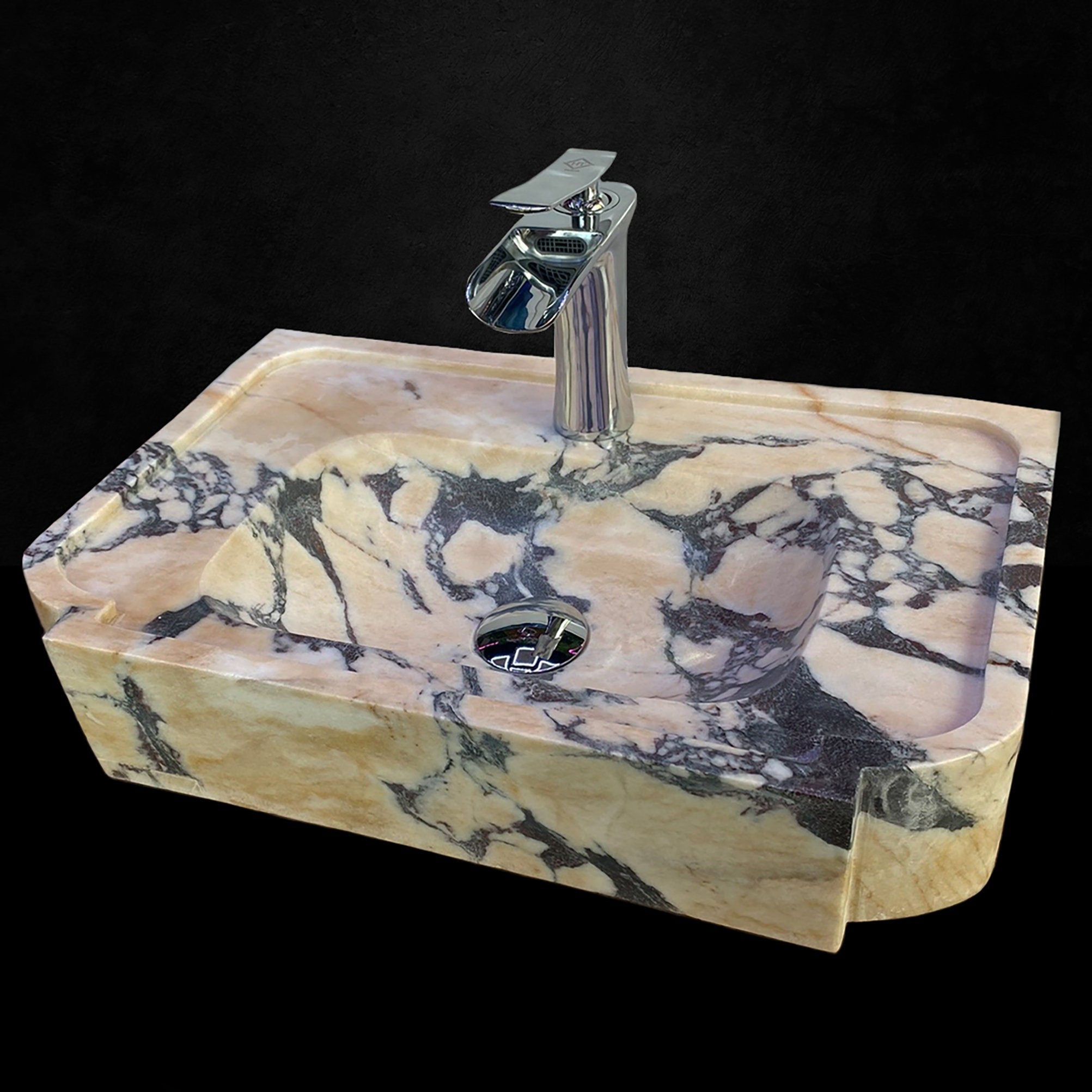 Calacatta Viola Marble Sink: Hand Carved Natural Stone Washbasin