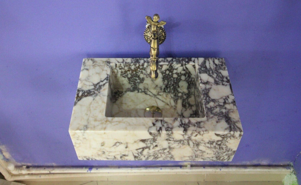 Handcrafted Calacatta Lilac Marble Vessel Sink: Natural Stone Bathroom Sink