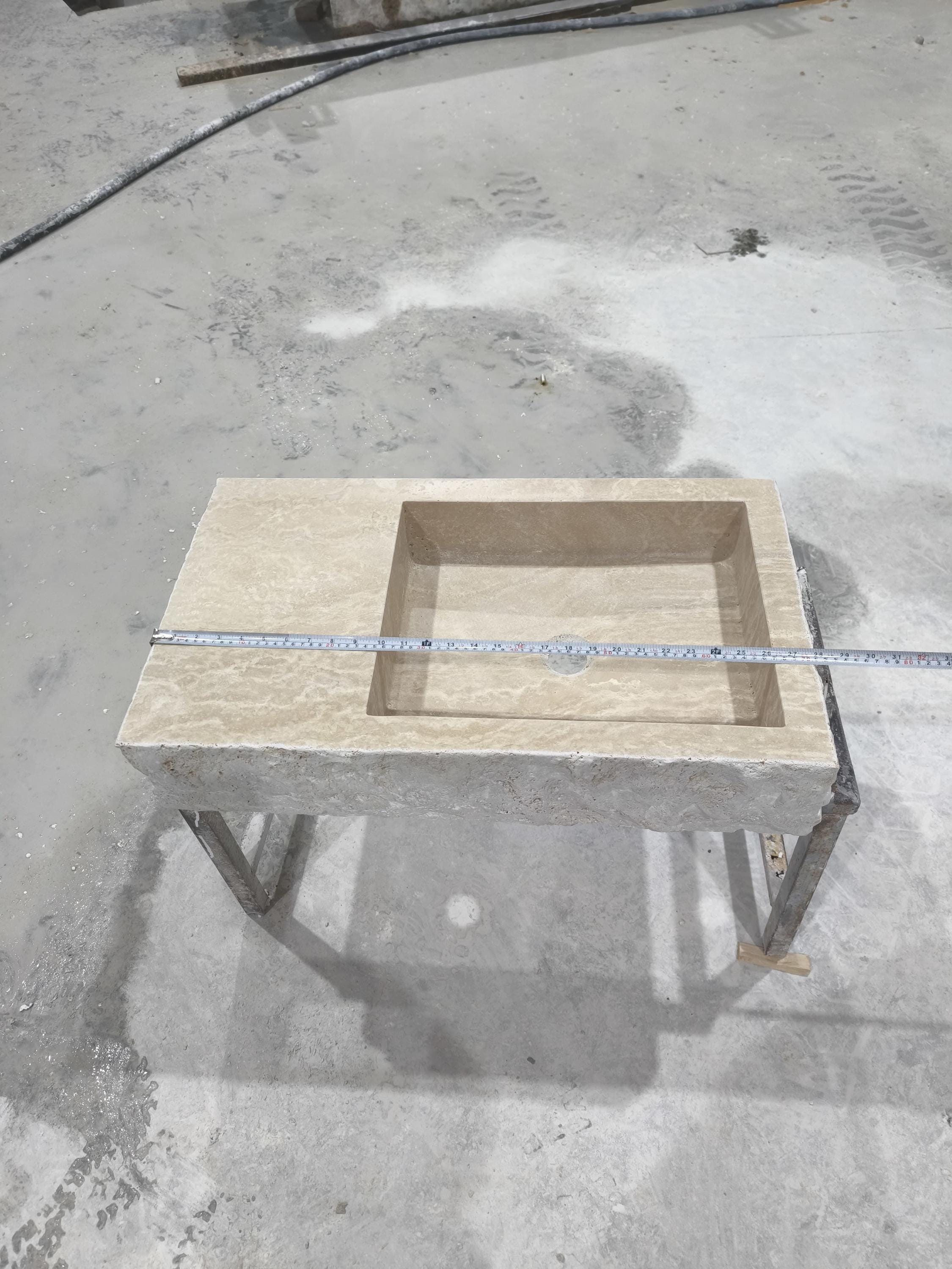 Handcrafted Travertine Marble Sink: Wall Mounted Washbasin with Faucet Hole