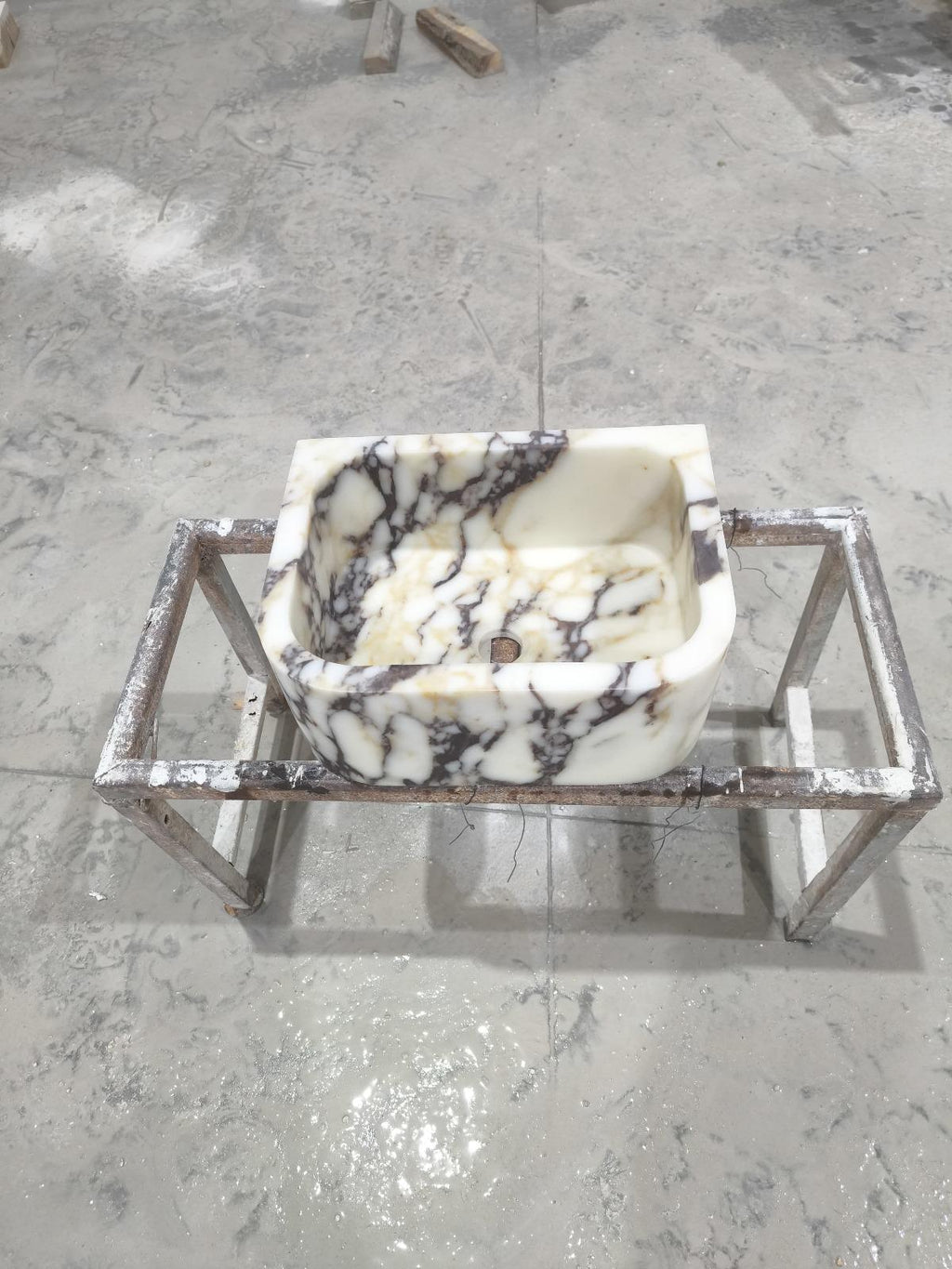 Handcrafted Calacatta Viola Marble Vessel Sink: Natural Stone Basin