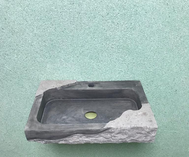 Hand Carved Black Basalt Marble Sink: Natural Stone Bathroom Basin