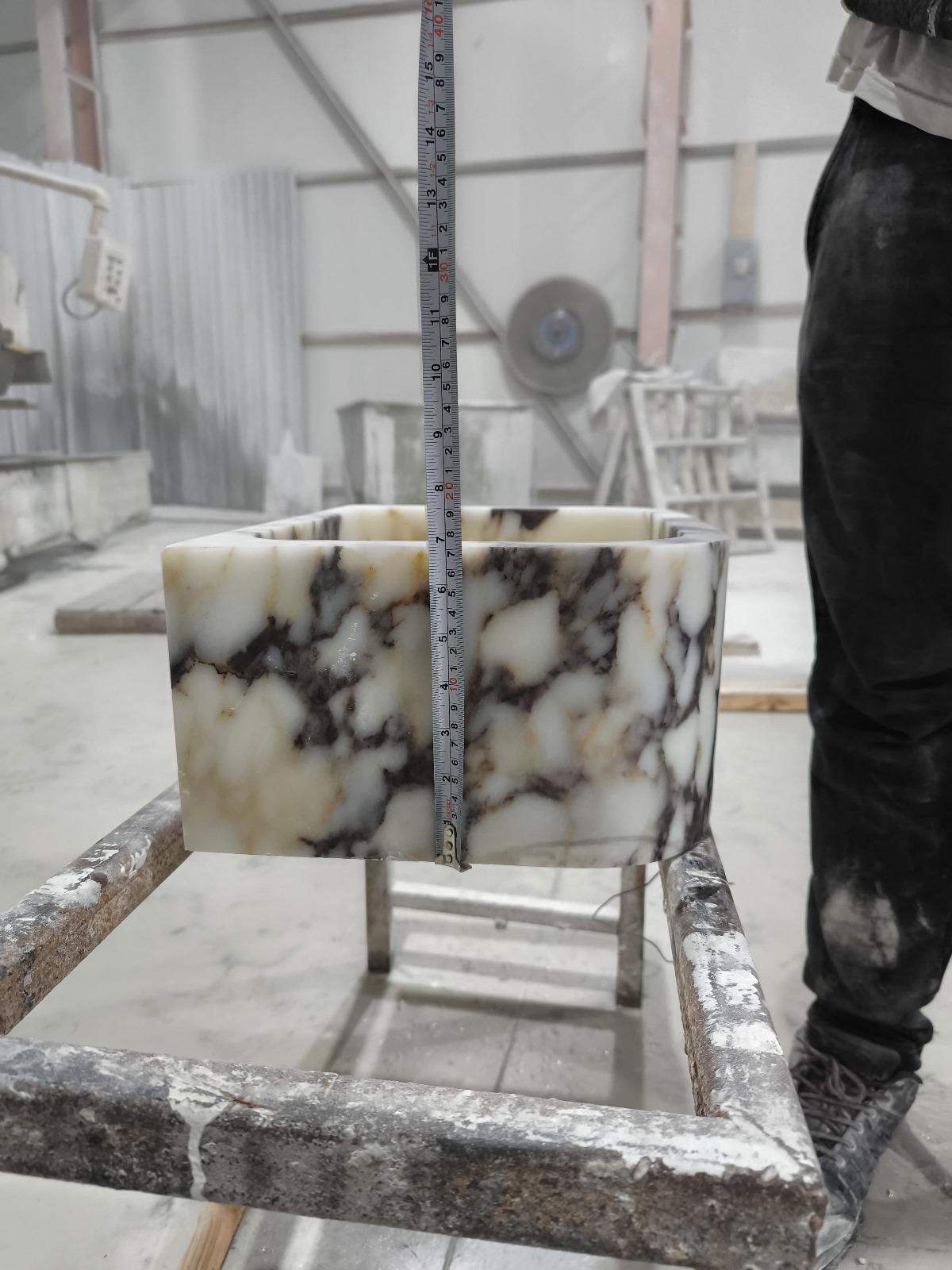 Handcrafted Calacatta Viola Marble Vessel Sink: Natural Stone Basin