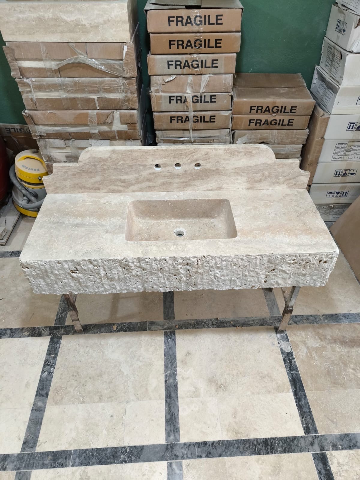 Handmade Travertine Marble Sink: Wall Mounted Natural Stone Washbasin