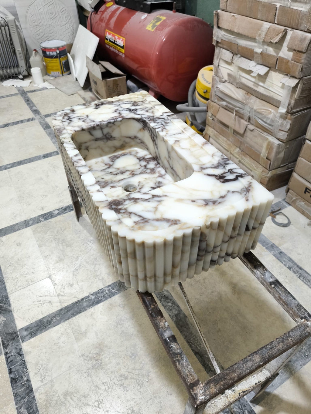Custom Project for Sue 34"x21"x6" Viola Marble Deck mounted sink Including Wall bracktes
