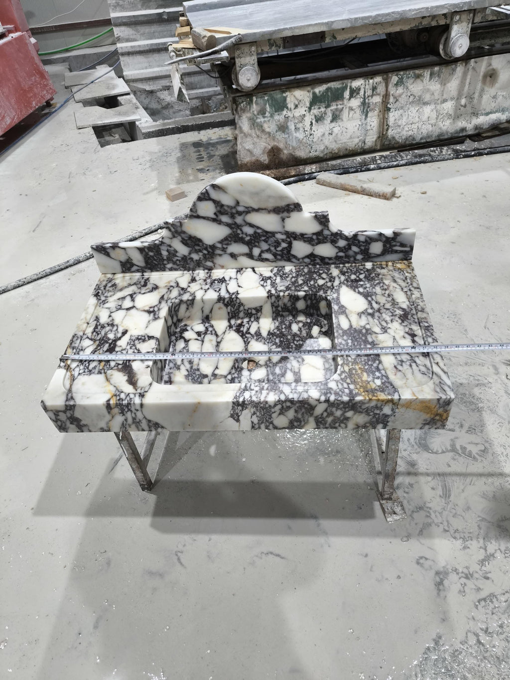 Handcrafted Calacatta Gold Marble Sink with Backsplash (38.5”x22”x5”)