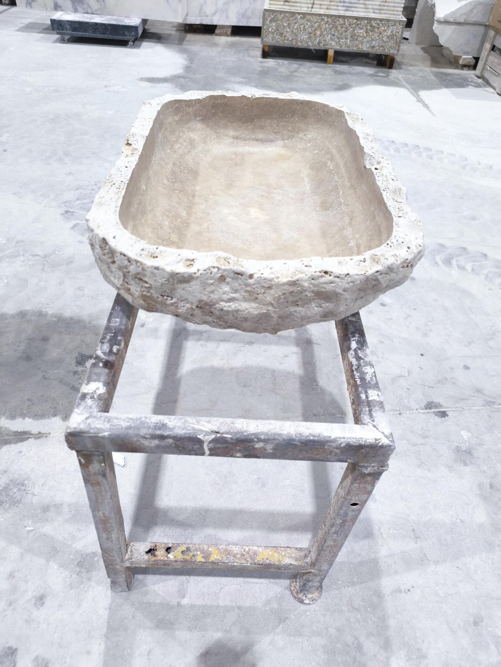Handcrafted Travertine Marble Wall Sink - Natural Stone Washbasin