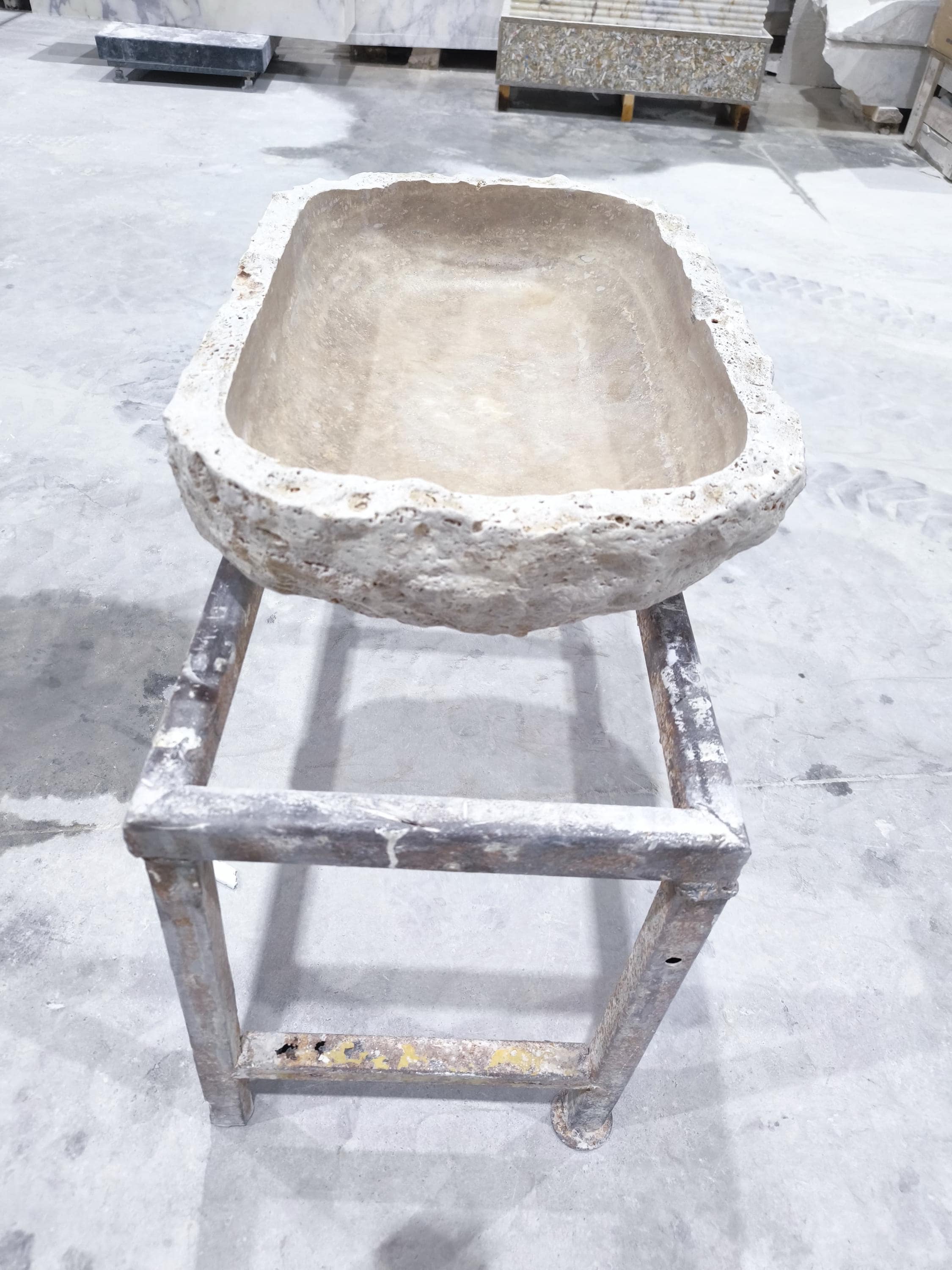 Handcrafted Travertine Marble Wall Sink - Natural Stone Washbasin