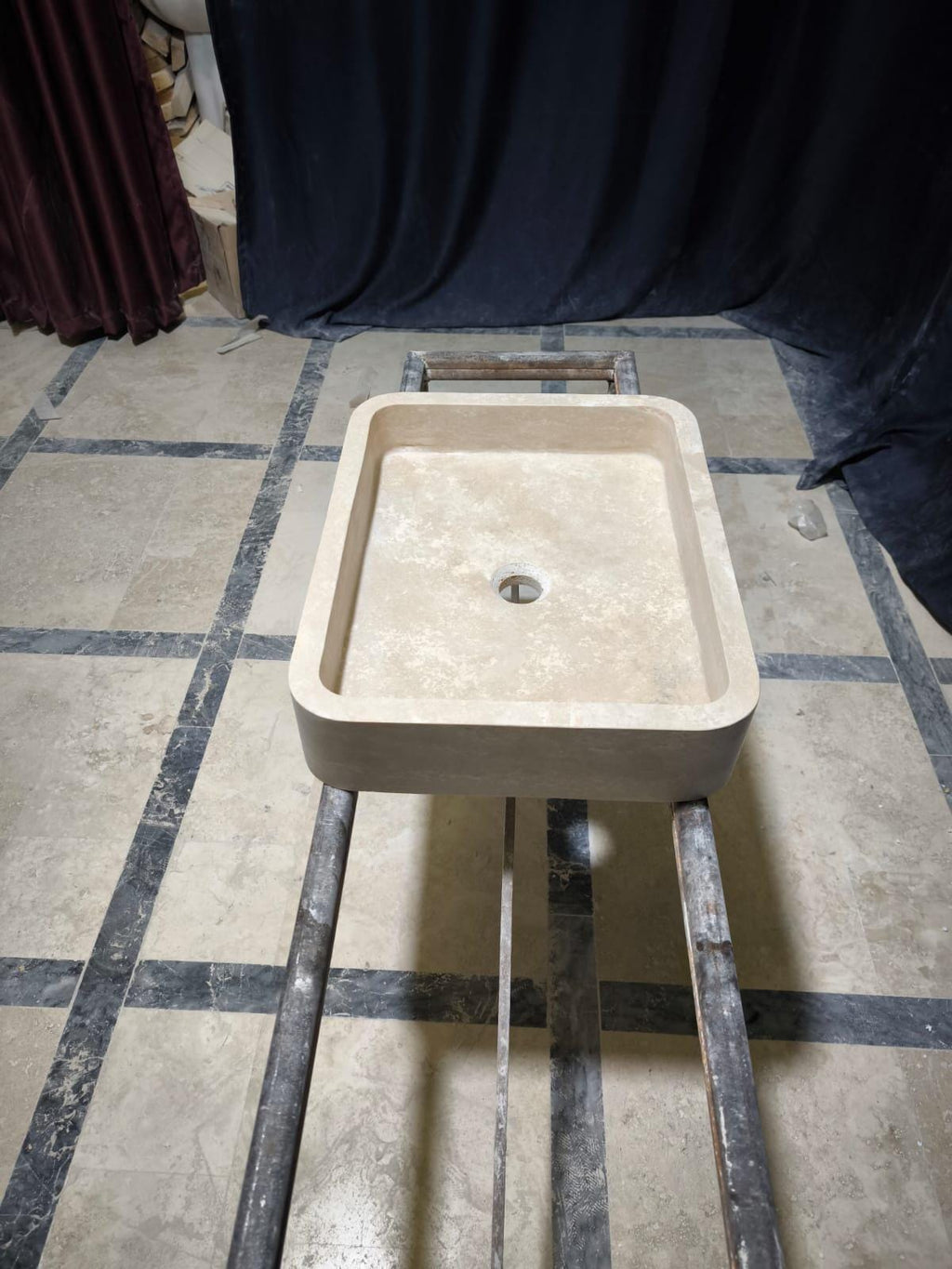 Travertine Bathroom Sink – Smooth Finish Natural Stone Vanity