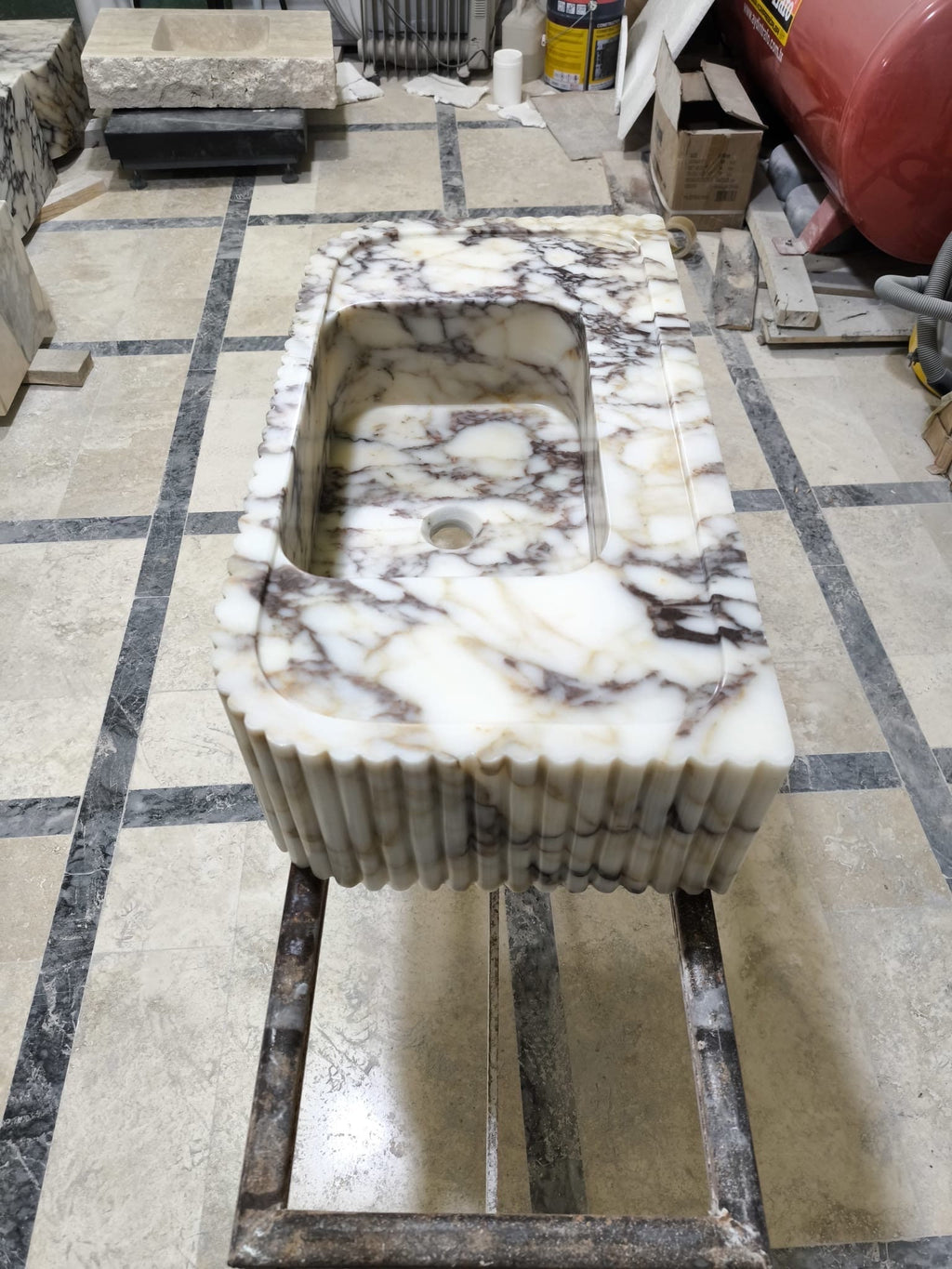 Custom Project for Sue 34"x21"x6" Viola Marble Deck mounted sink Including Wall bracktes