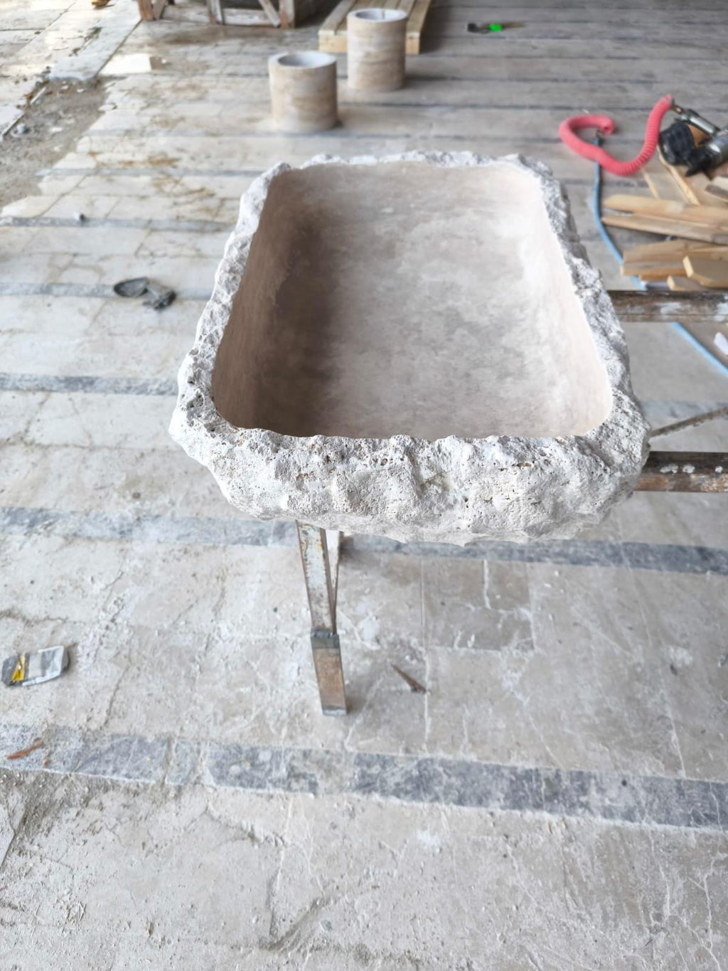 Handcrafted Travertine Marble Wall Sink - Natural Stone Washbasin