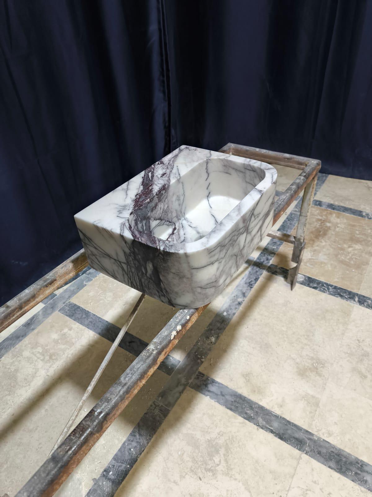 Handmade Lilac Marble Wall Mount Sink: Custom Washbasin