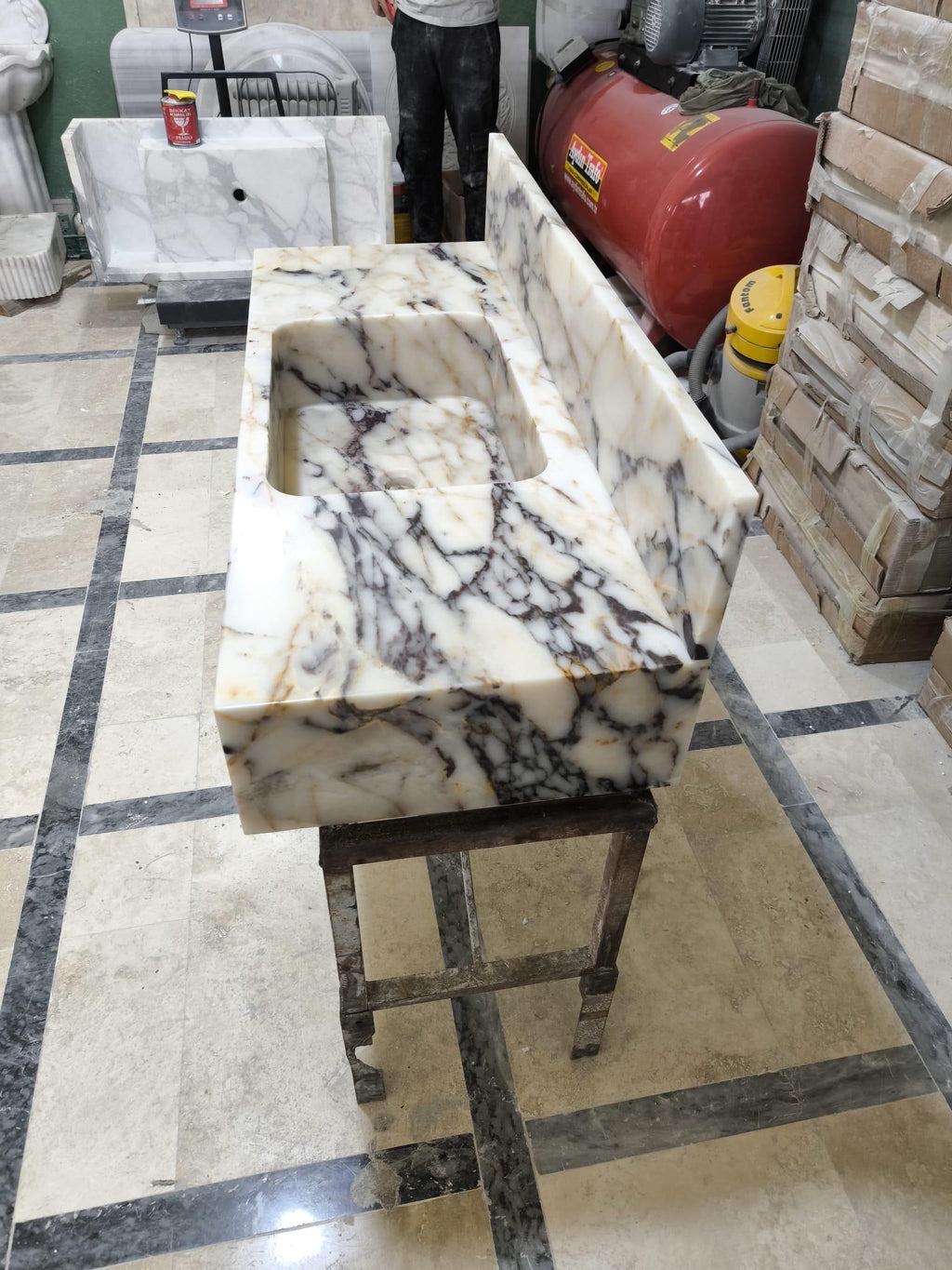 Calacatta Lilac Marble Vessel Sink: Handcrafted Natural Stone Bathroom Sink
