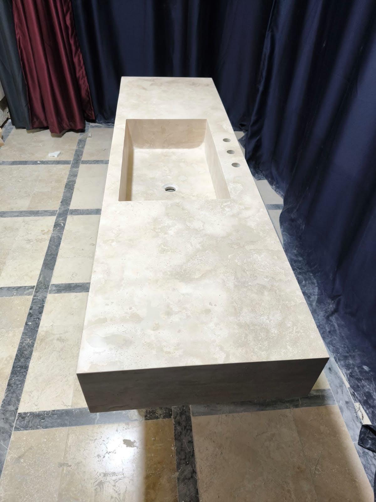 Natural Travertine Stone Sink, Bathroom Vanity, 25”x19”