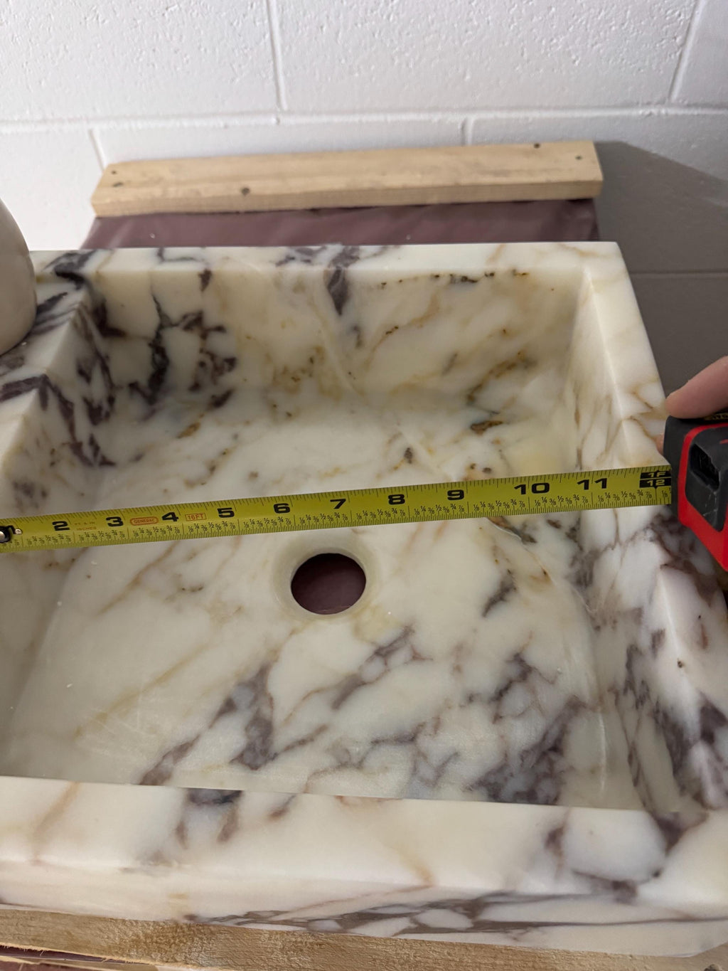 Calacatta Viola Marble Wall Mount Sink: Concealed Drain Bathroom Vanity