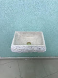 Travertine Stone Sink – Handmade Rectangle Vanity Basin – Mediterranean Style