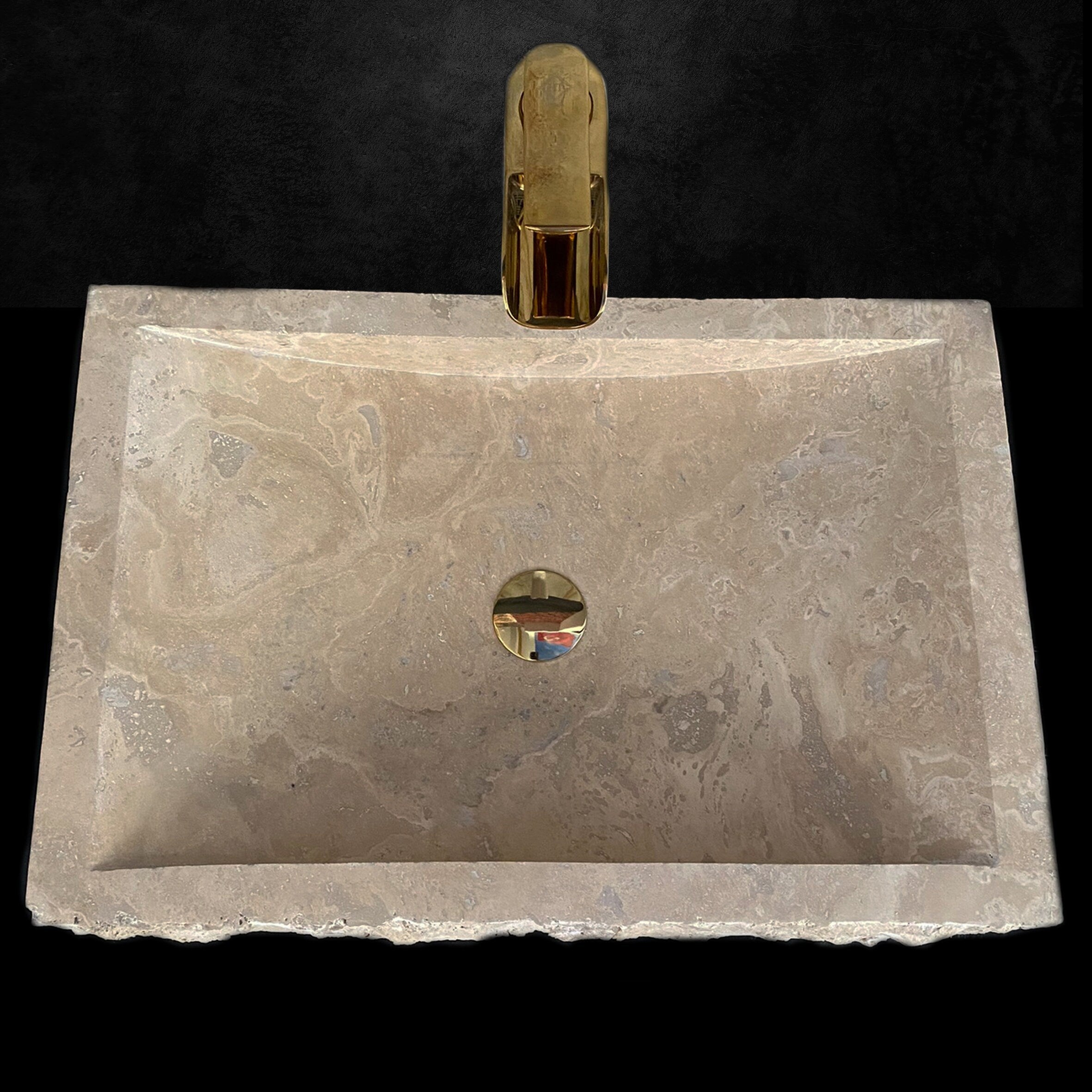 Handcrafted Travertine Marble Sink: Wall Mounted Washbasin with Faucet Hole