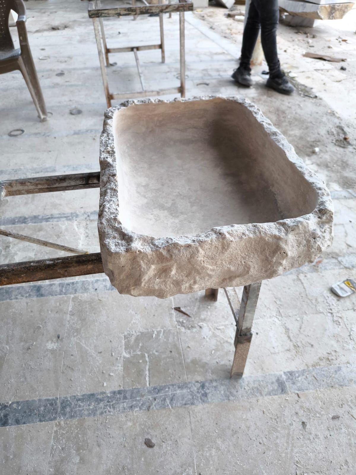 Hand Carved Travertine Marble Sink - Custom Bathroom Vanity