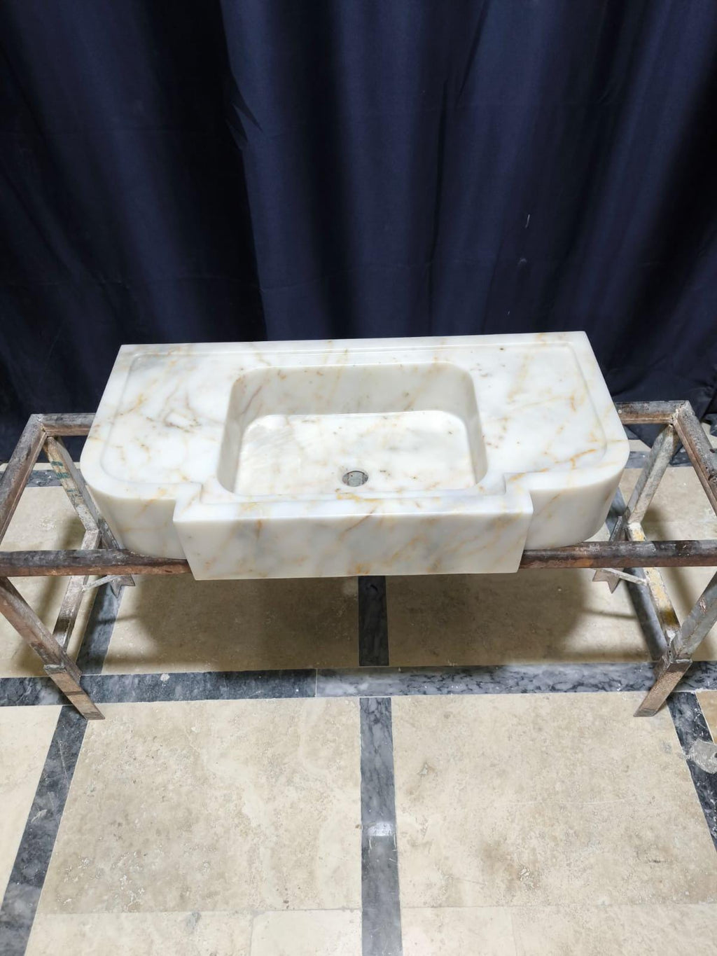 Handmade Calacatta Gold Marble Sink: Natural Stone Bathroom Design (30x15.7x6)