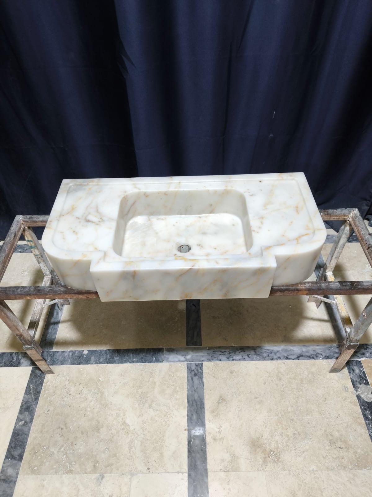 Handmade Calacatta Gold Marble Sink: Natural Stone Bathroom Design (30x15.7x6)